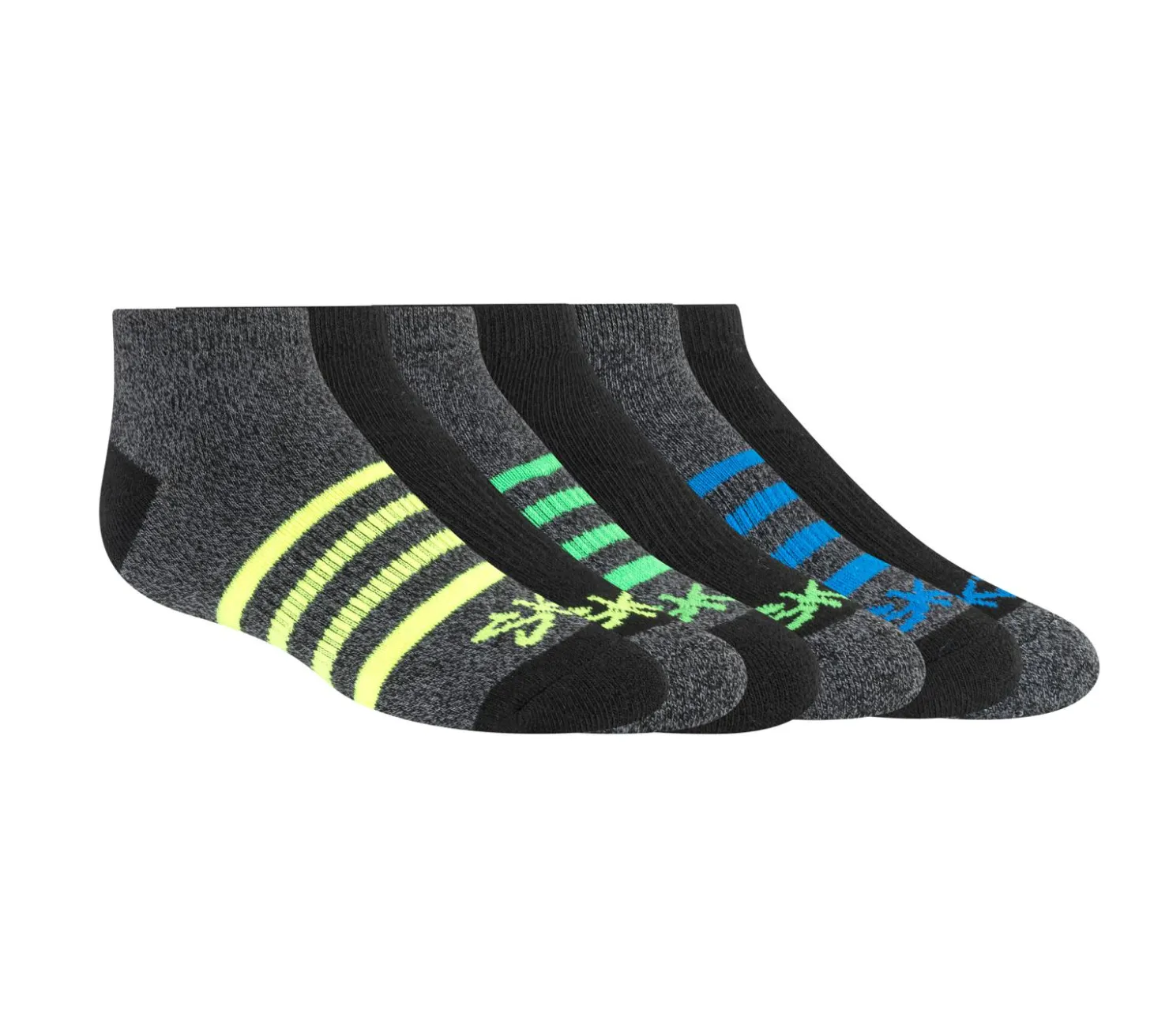 Socks|Socks<SKECHERS 6 Pack Low Cut Marled Stripe Socks BLACK
