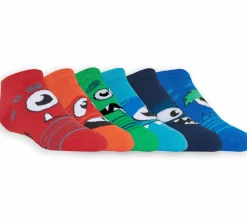 Socks|Socks<SKECHERS 6 Pack Low Cut Monster Socks RED / MULTI