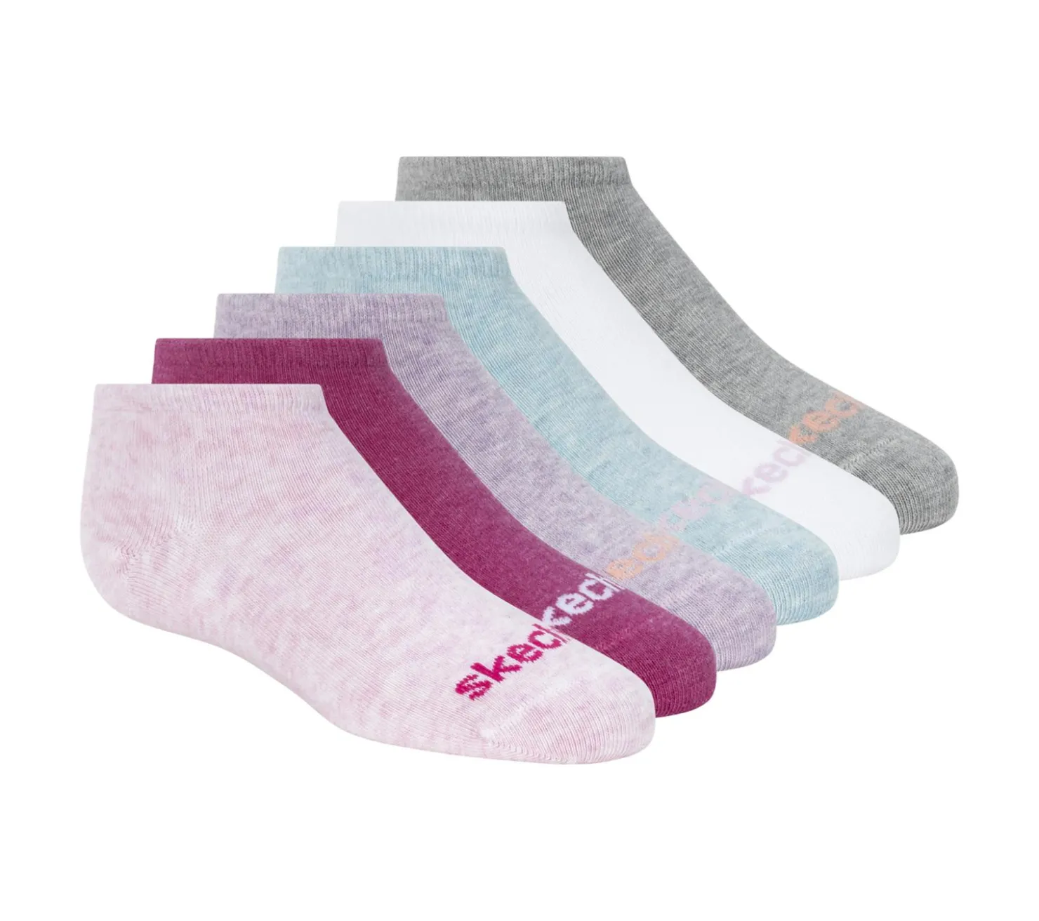 Socks|Socks<SKECHERS 6 Pack No Show Cotton Socks PINK