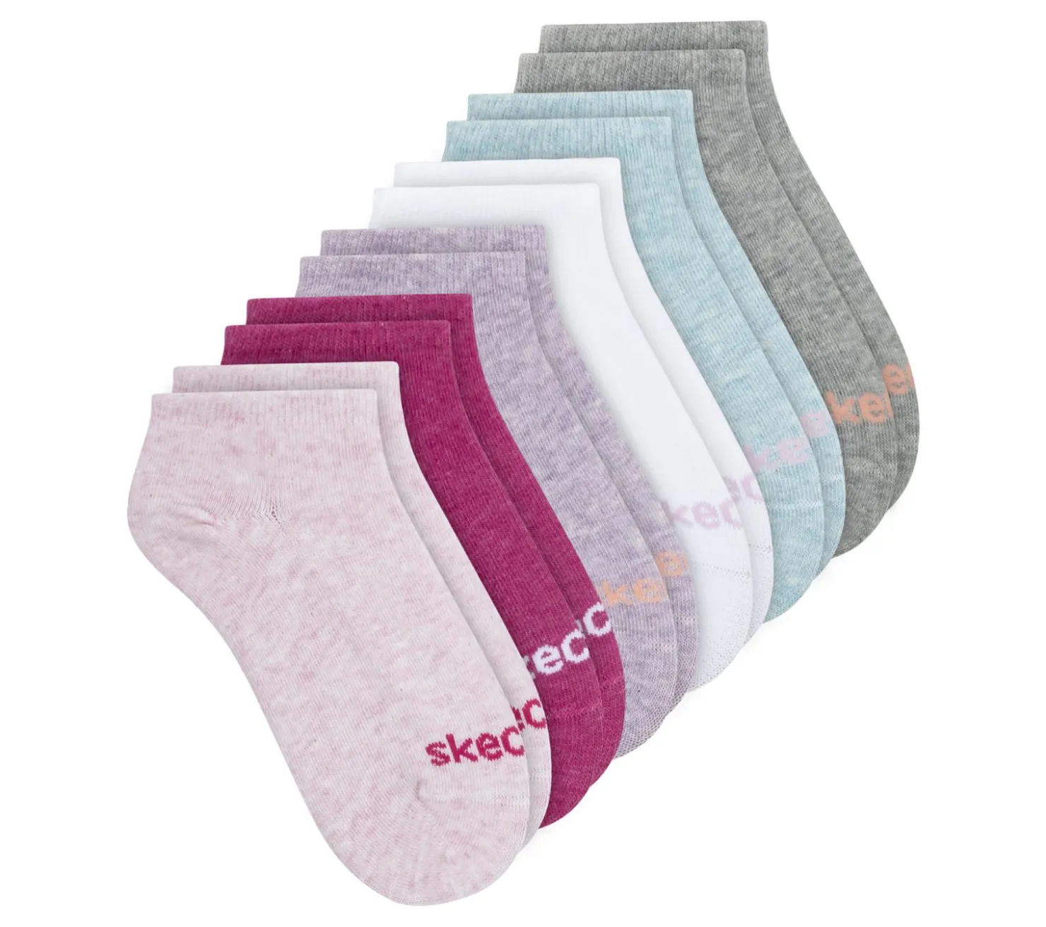 Socks|Socks<SKECHERS 6 Pack No Show Cotton Socks PINK
