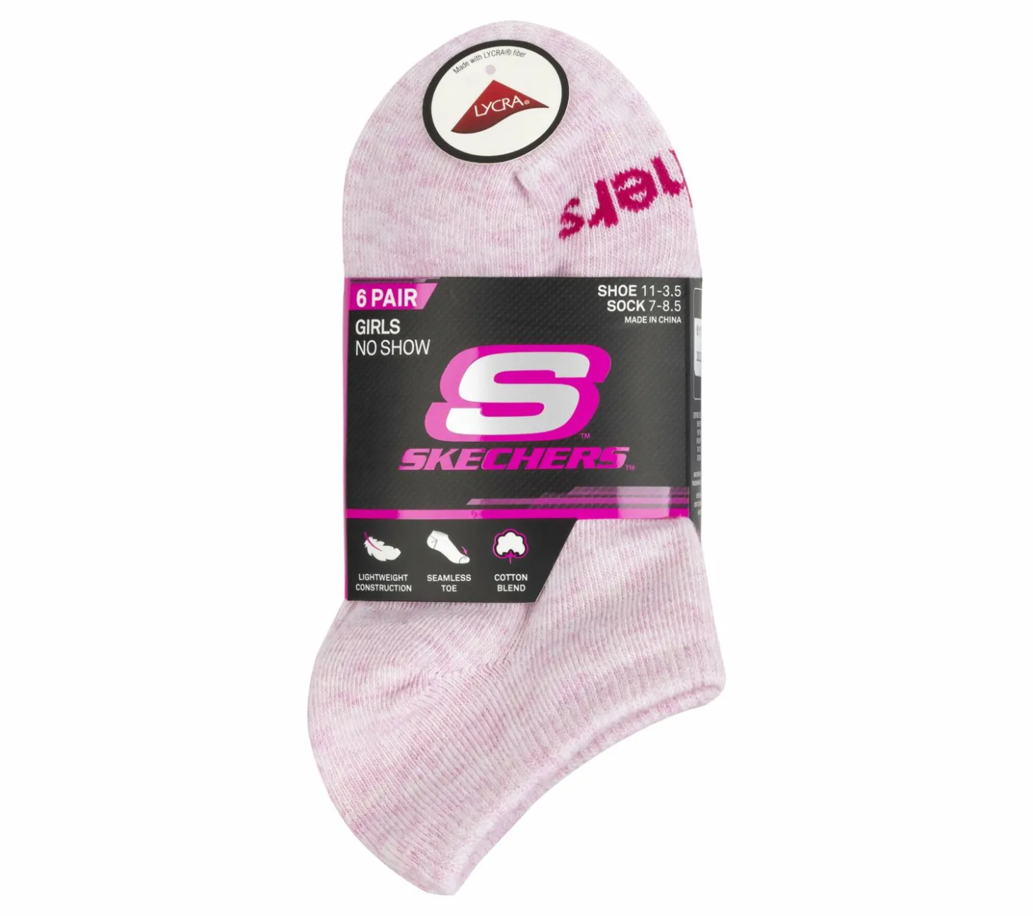 Socks|Socks<SKECHERS 6 Pack No Show Cotton Socks PINK