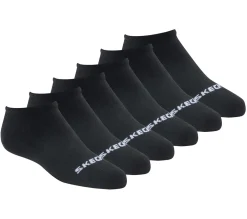 Socks|Socks<SKECHERS Cotton No-Show Socks - 6 Pack BLACK