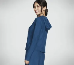 Tops|Tops<SKECHERS Diamond Brushed Hoodie TEAL / NAVY