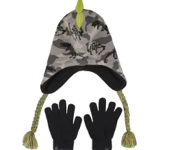 Cold Weather Gear<SKECHERS Dino Camo Jacquard Hat And Glove Set GREEN