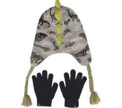 Cold Weather Gear<SKECHERS Dino Camo Jacquard Hat And Glove Set GREEN