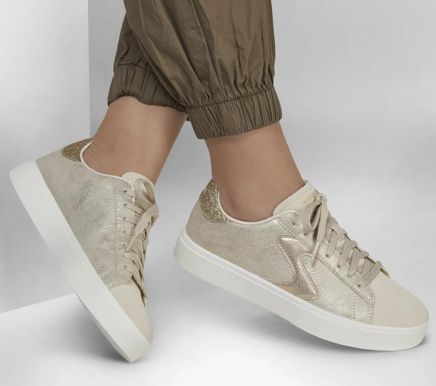 Lace Up|Casual Sneakers<SKECHERS Eden LX - Glimpse Of Glitter NATURAL / GOLD