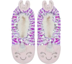 Socks|Socks<SKECHERS Flip Sequin Narwhal Slipper Socks - 1 Pack MULTI