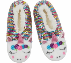 Socks|Socks<SKECHERS Flip Sequin Unicorn Slipper Socks - 1 Pack MULTI