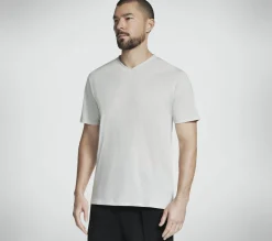 Tops|Tops<SKECHERS GO DRI Pima Signature V-Neck WHITE / TAUPE