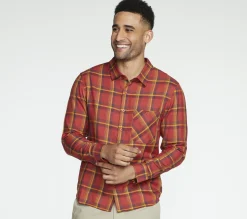 Tops|Tops<SKECHERS GO DRI Ridgetop Button Down Shirt DARK BROWN