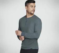 Tops|Tops<SKECHERS GO KNIT Waffle Henley GREEN / BLACK