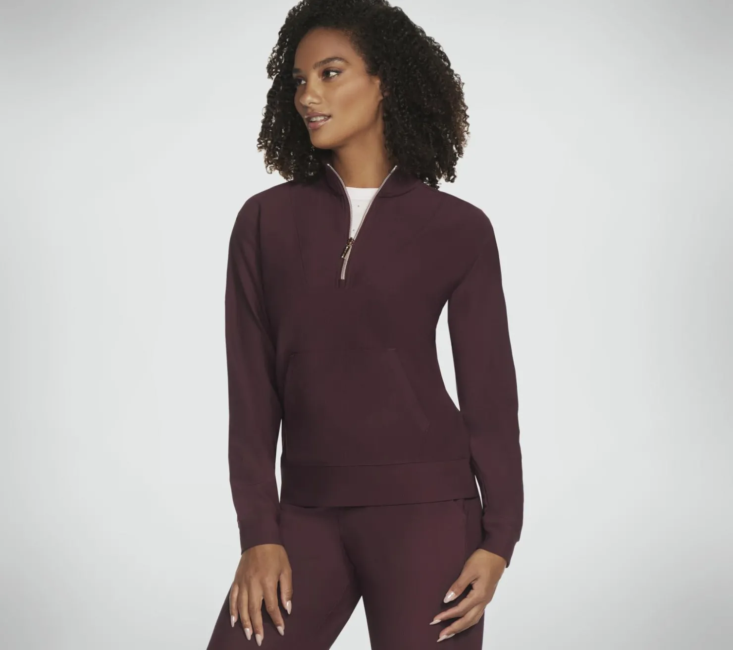Tops|Tops<SKECHERS GO LUXE Rib 1/4 Zip BURGUNDY / PINK
