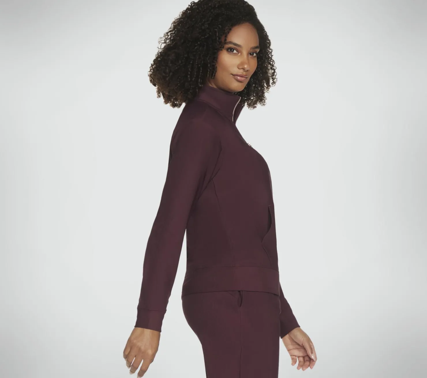 Tops|Tops<SKECHERS GO LUXE Rib 1/4 Zip BURGUNDY / PINK