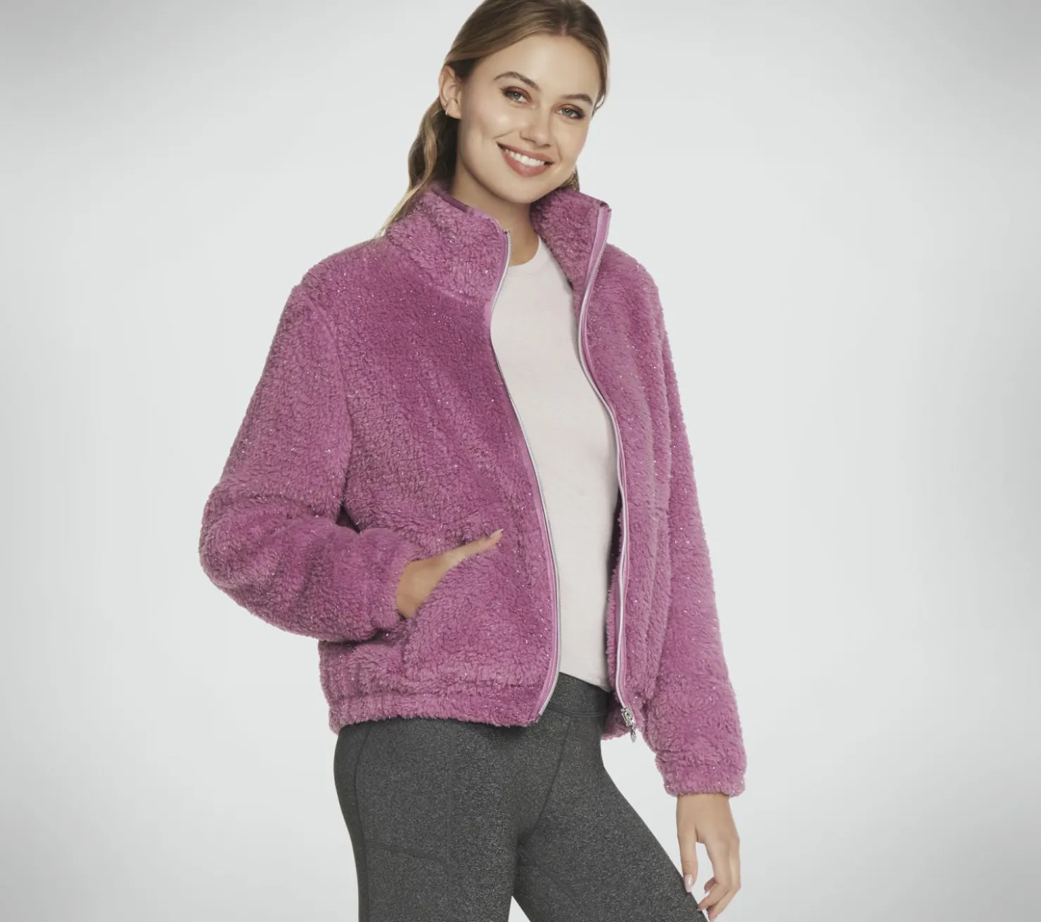 Tops|Tops<SKECHERS GO SNUGGLE Sherpa Jacket LIGHT MAUVE