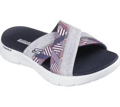 Sandals<SKECHERS GO WALK Flex Sandal - United WHITE / NAVY