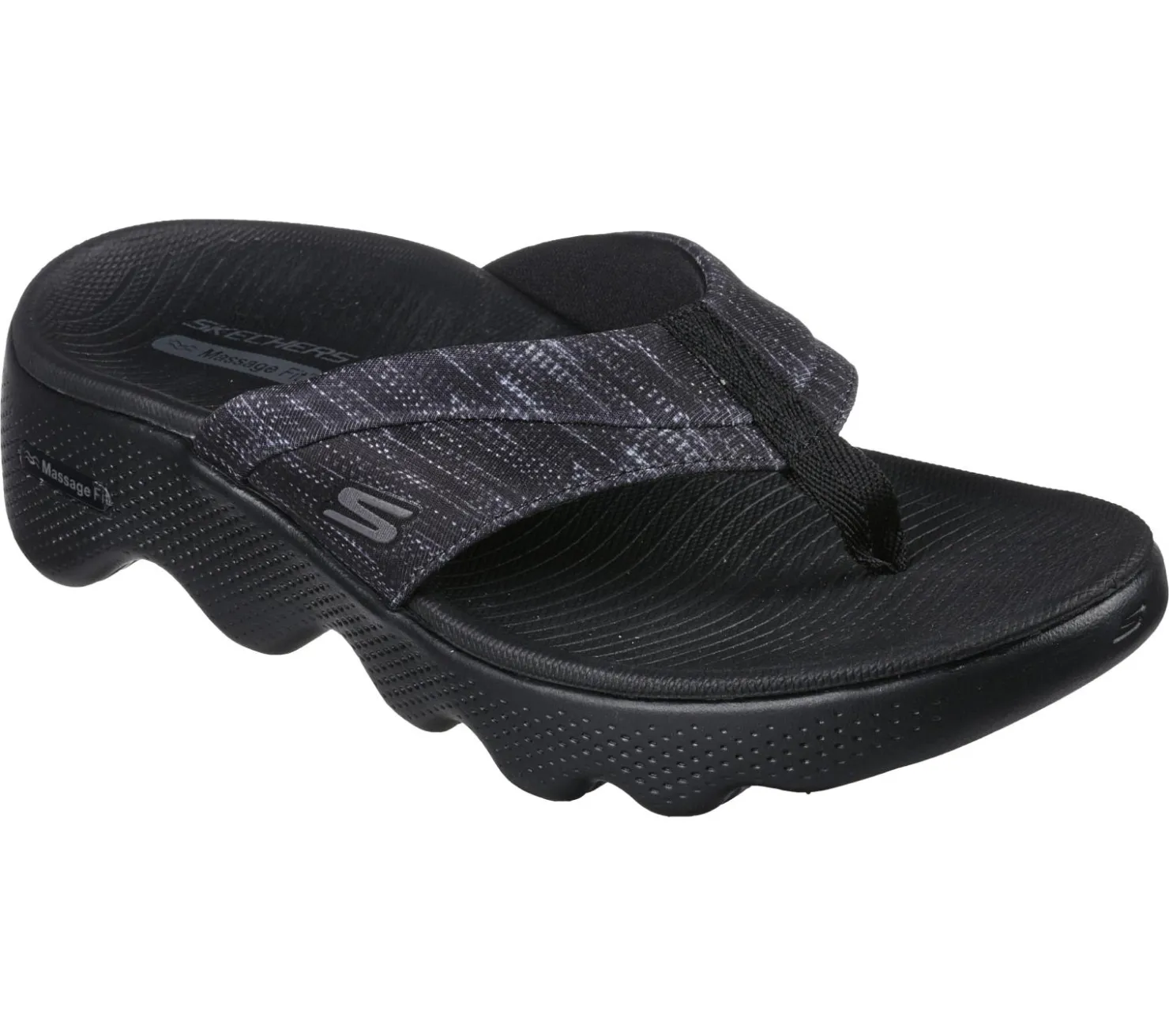 Sandals<SKECHERS GO WALK Massage Fit Sandal - Pure Bliss BLACK / GRAY