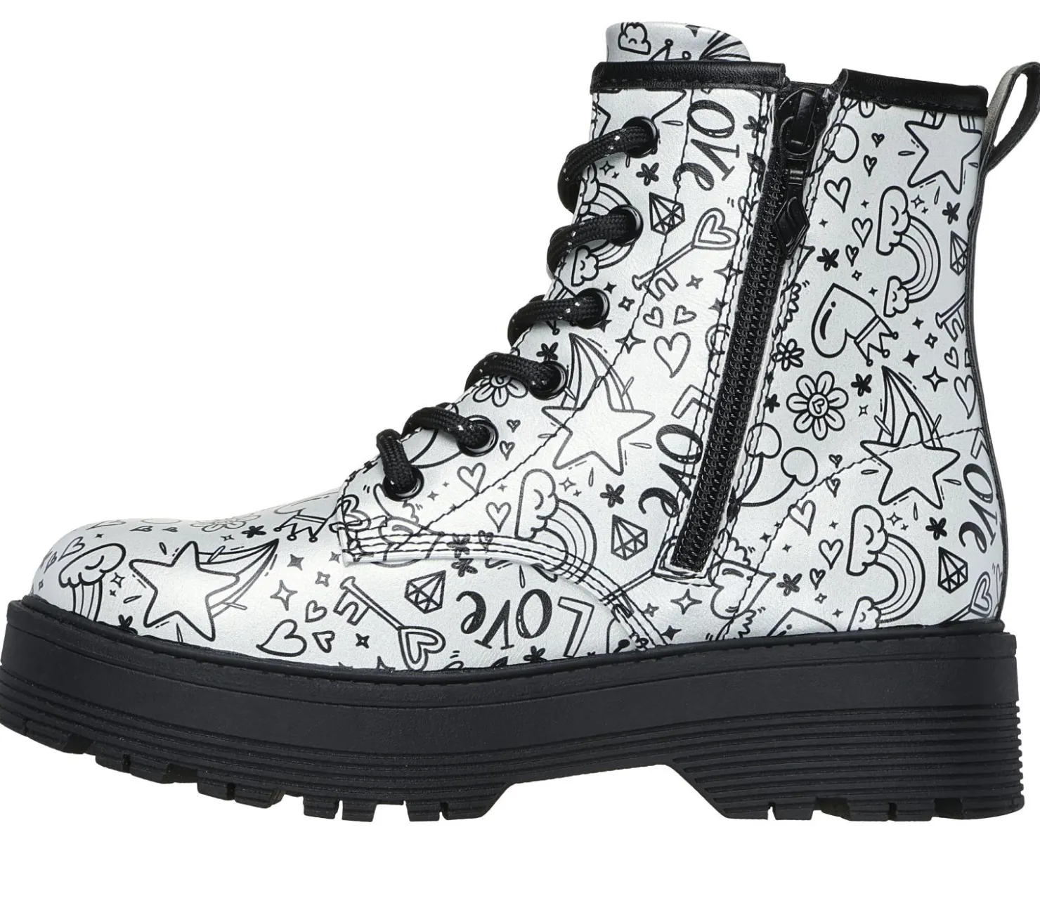 Lace Ups|Boots<SKECHERS Gravlen Hi - Doodle Down SILVER / BLACK