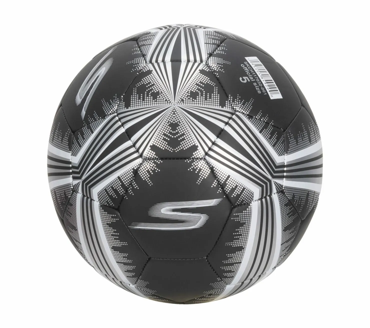 Sporting Goods|Accessories<SKECHERS Hex Metallic Mini Stripe Size 5 Soccer Ball BLACK