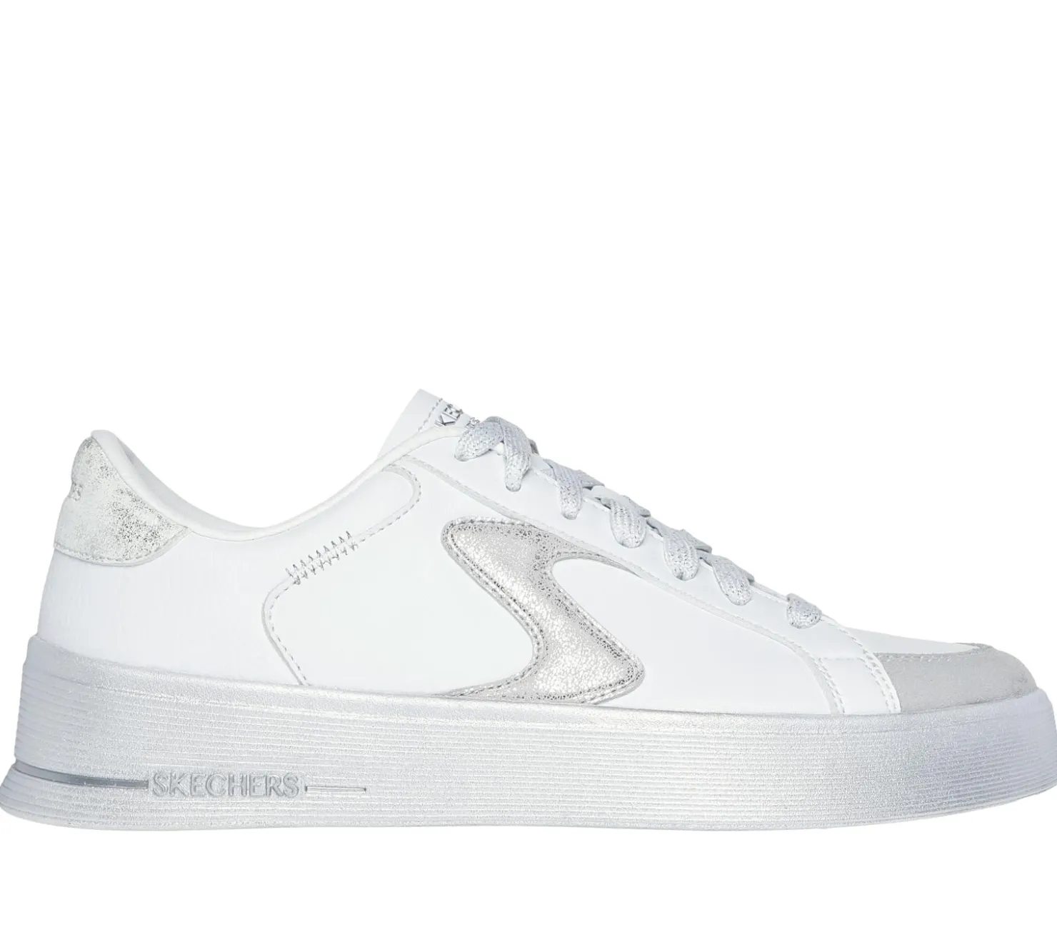 Lace Up|Casual Sneakers<SKECHERS Hiland - Quite Chic WHITE / SILVER
