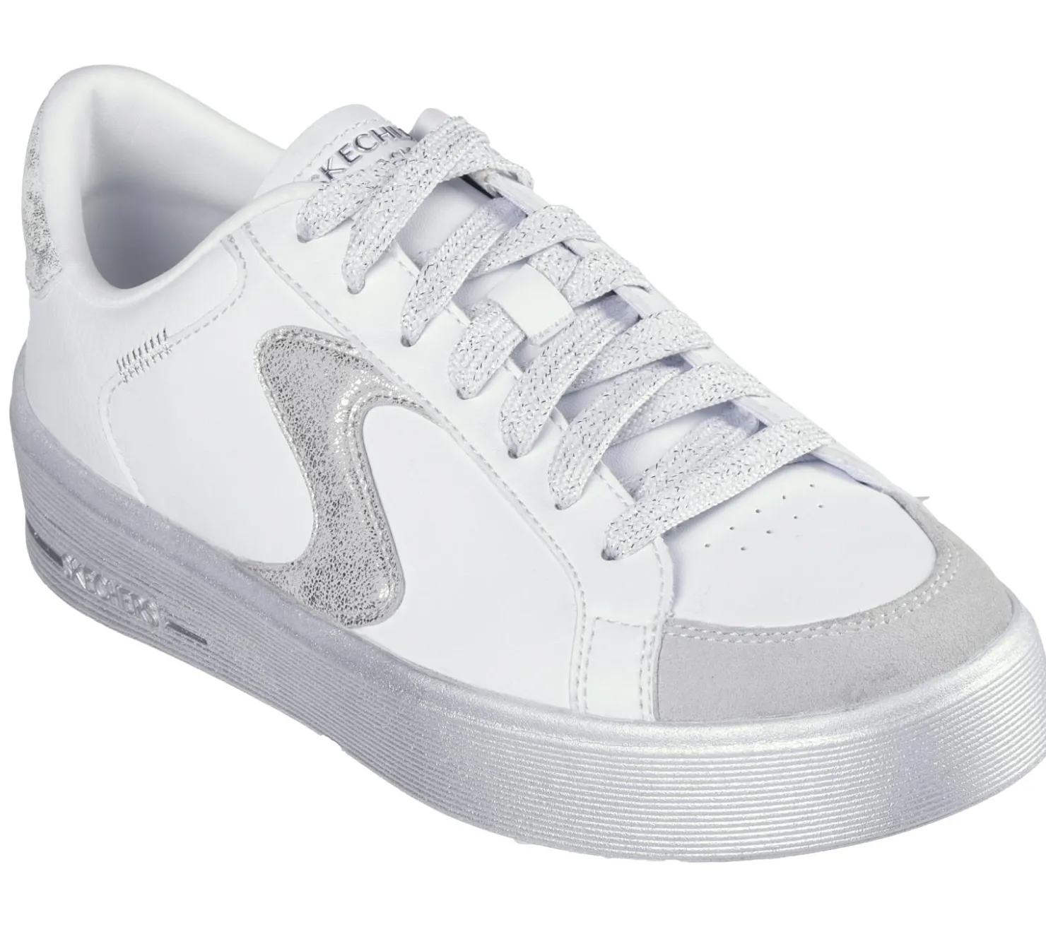 Lace Up|Casual Sneakers<SKECHERS Hiland - Quite Chic WHITE / SILVER