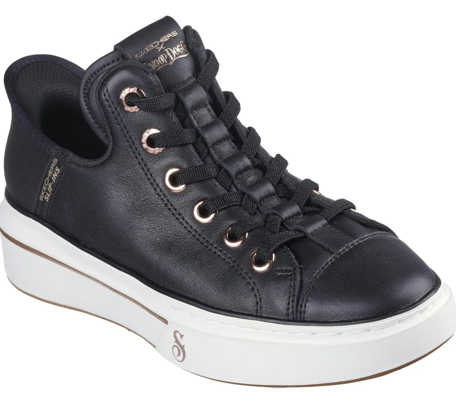 Hands Free Slip-Ins|Casual Sneakers<SKECHERS Premium Leather Slip-ins Snoop One - OG BLACK