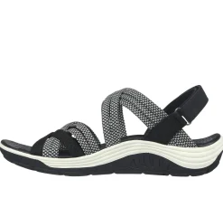 Sandals<SKECHERS Reggae Cup - Smitten By You BLACK / WHITE