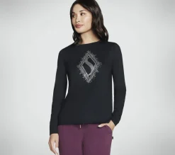 Tops|Tops<SKECHERS Rhinestone Burst Long Sleeve Tee BLACK