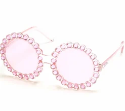 Sunglasses<SKECHERS Round Rhinestone Sunglasses PINK