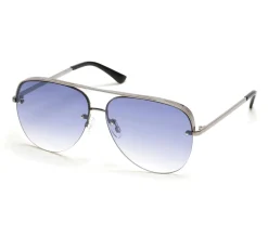 Sunglasses<SKECHERS Semi-Rimless Metal Aviator GUNMETAL / BLACK