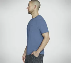 Tops|Tops<SKECHERS SKECH-BREEZE Slub Pocket Tee BLUE / GRAY