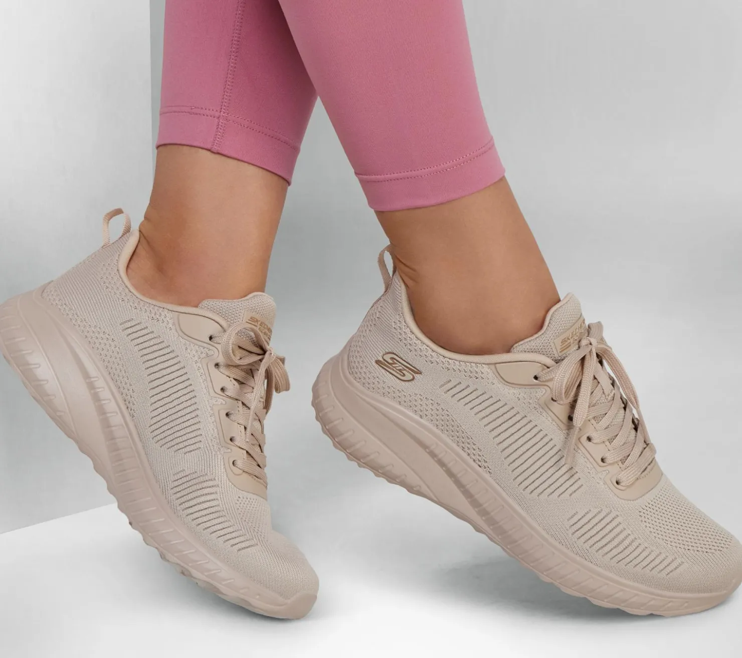 Lace Up|Casual Sneakers<SKECHERS BOBS Sport Squad Chaos - Face Off NUDE NATURAL
