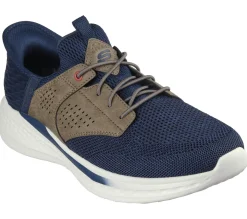 Hands Free Slip-Ins|Casual Sneakers<SKECHERS Slip-ins Relaxed Fit: Slade - Caster NAVY / TAN
