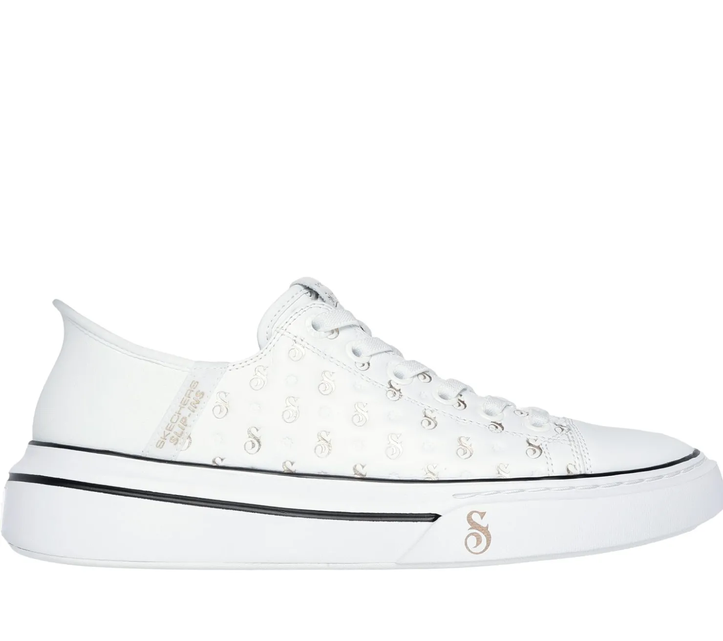 Hands Free Slip-Ins|Casual Sneakers<SKECHERS Slip-ins: Snoop One - Low Dogg S-Print WHITE / GOLD