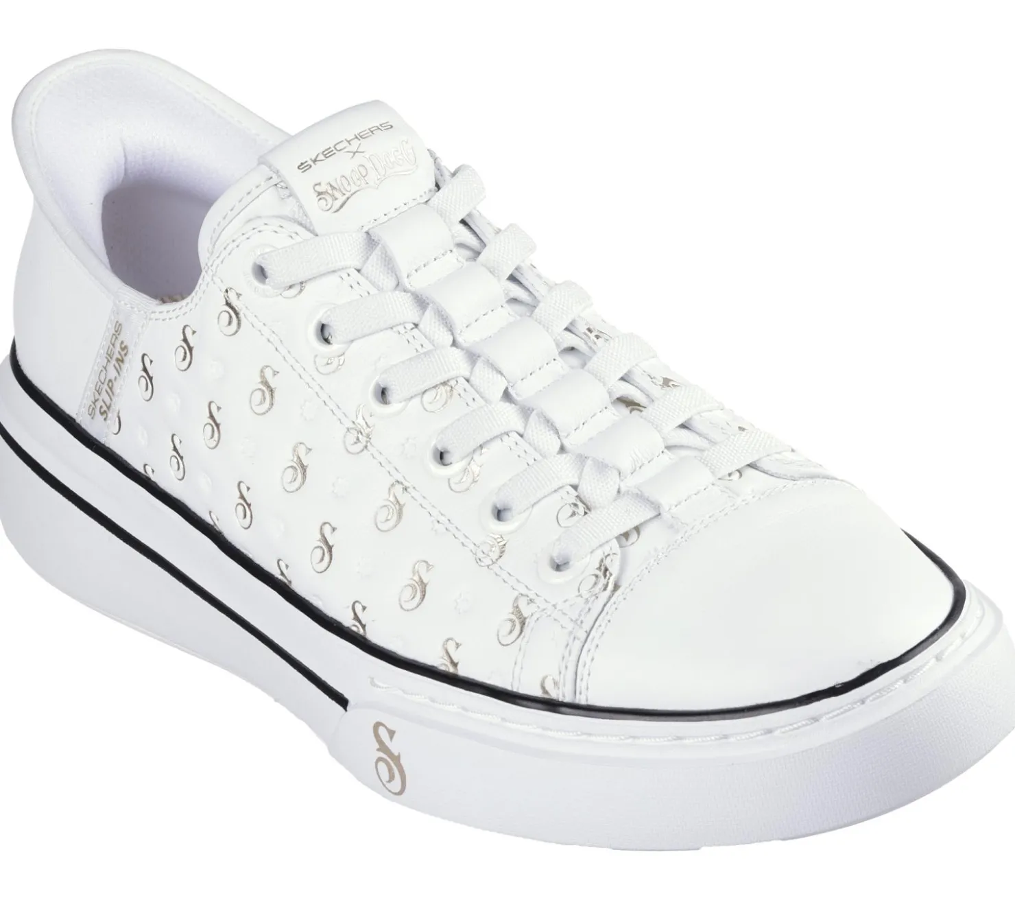 Hands Free Slip-Ins|Casual Sneakers<SKECHERS Slip-ins: Snoop One - Low Dogg S-Print WHITE / GOLD