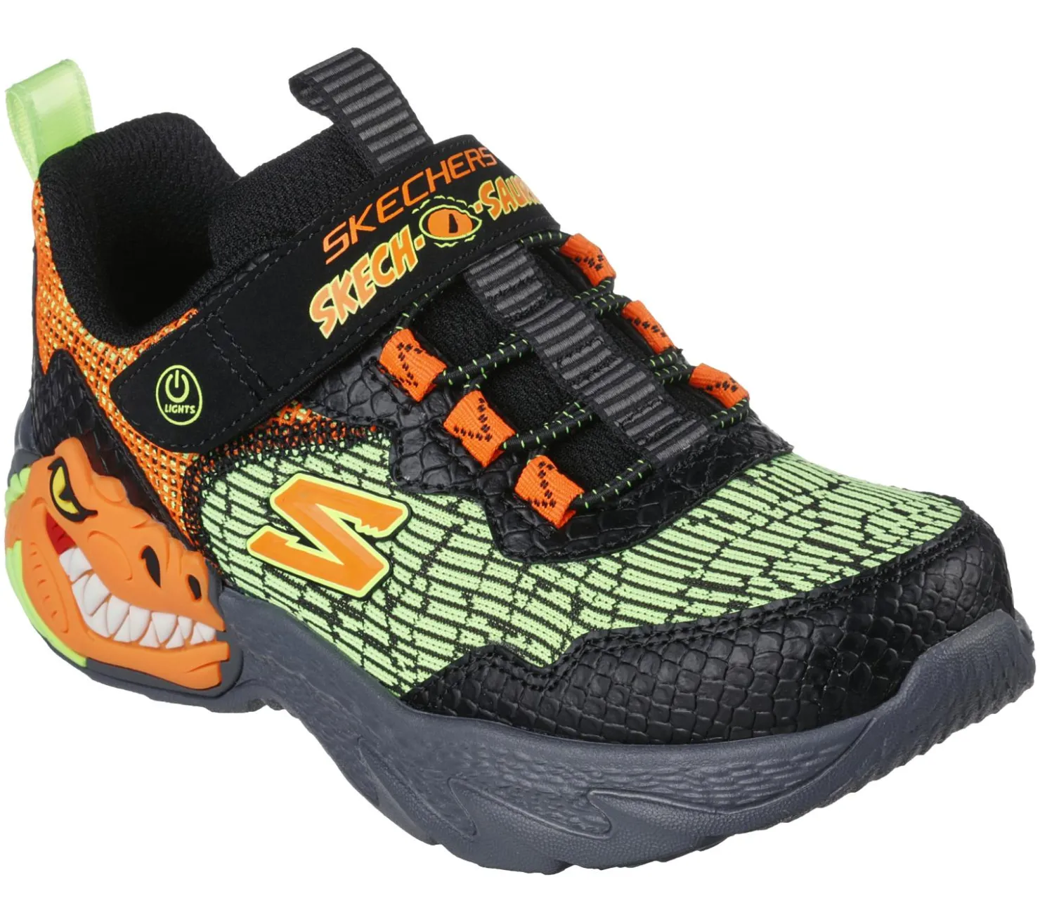 Light-Up|Athletic Shoes & Sneakers<SKECHERS Skech-O-Saurus - Dino-Lights BLACK / ORANGE