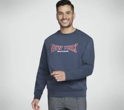 Tops|Tops<SKECHERS Skech-Sweats NY Crew CHARCOAL / NAVY
