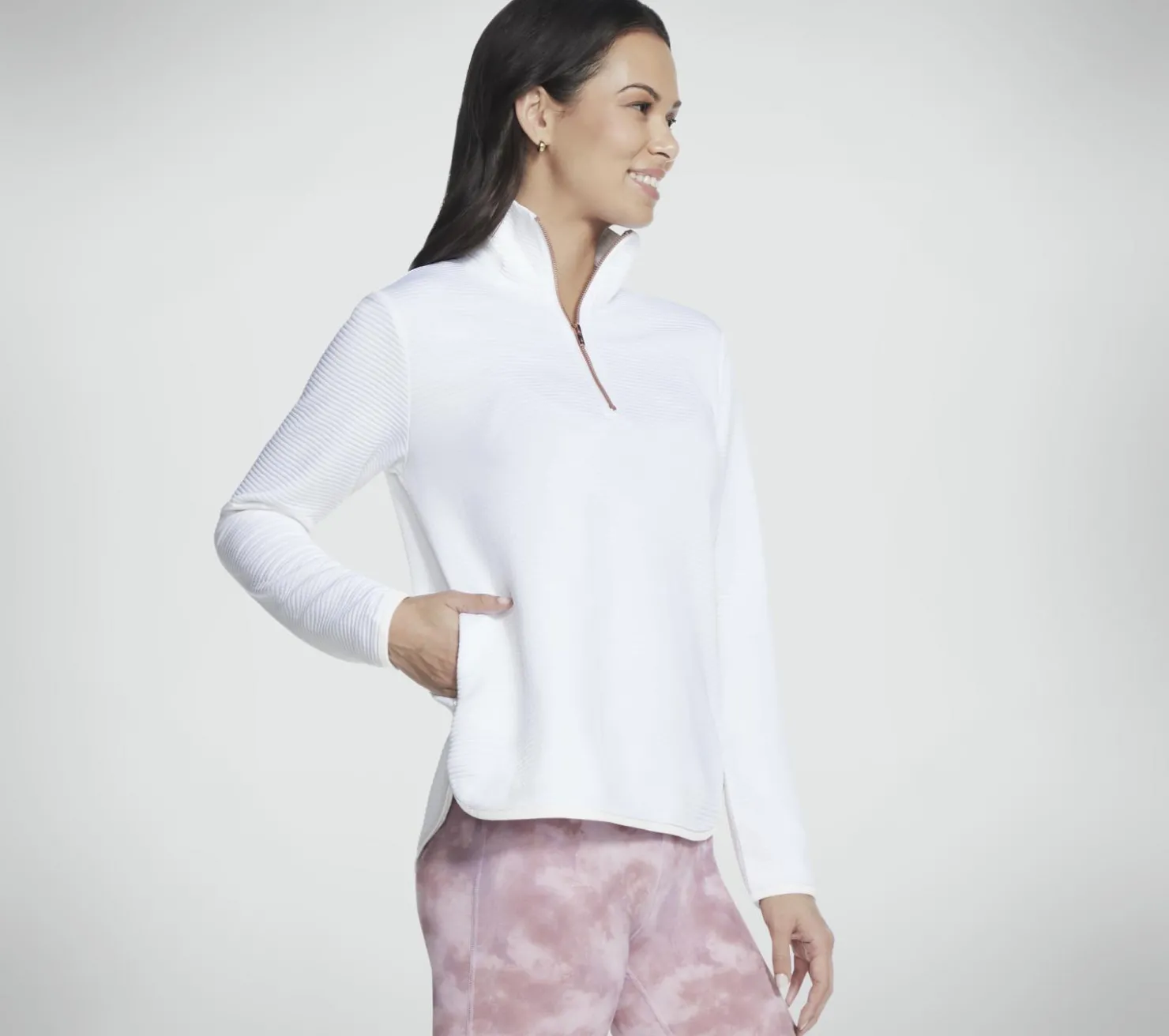 Tops|Tops<SKECHERS Soft-Knit Ottoman 1/4 Zip WHITE