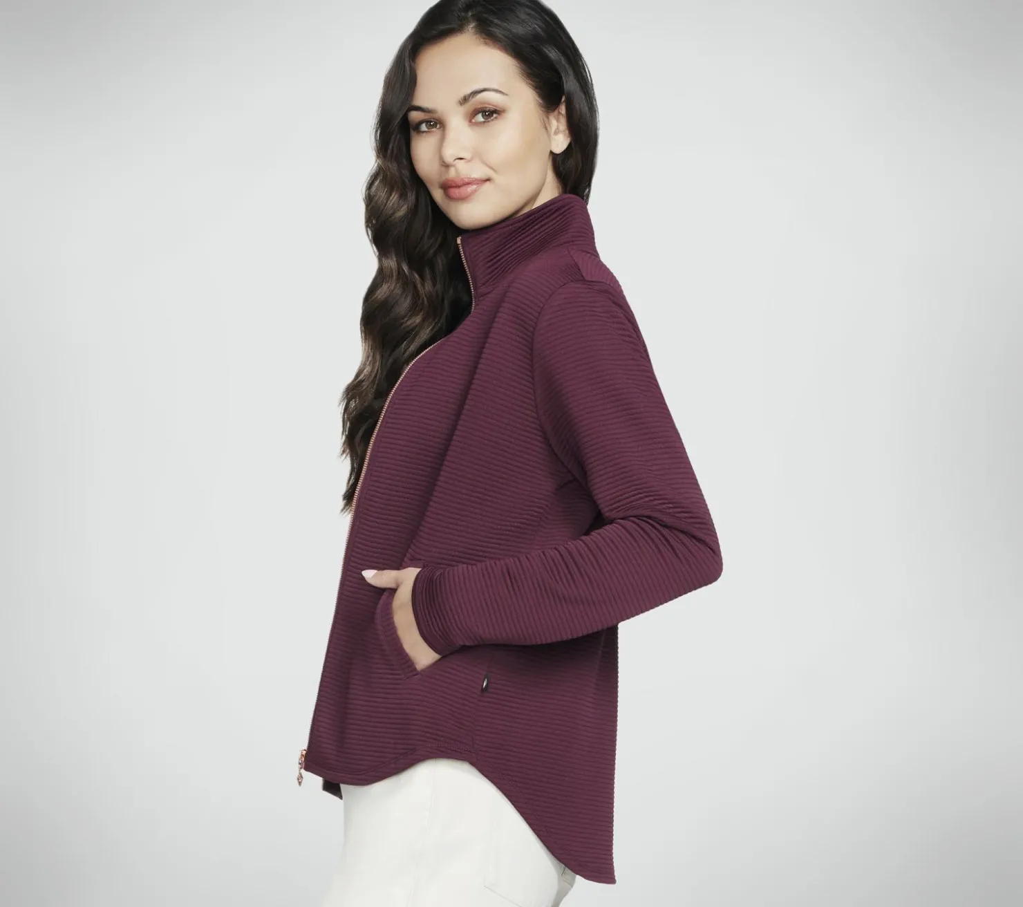 Tops|Tops<SKECHERS The Hoodless Hoodie GO WALK Shine Jacket BURGUNDY / PINK