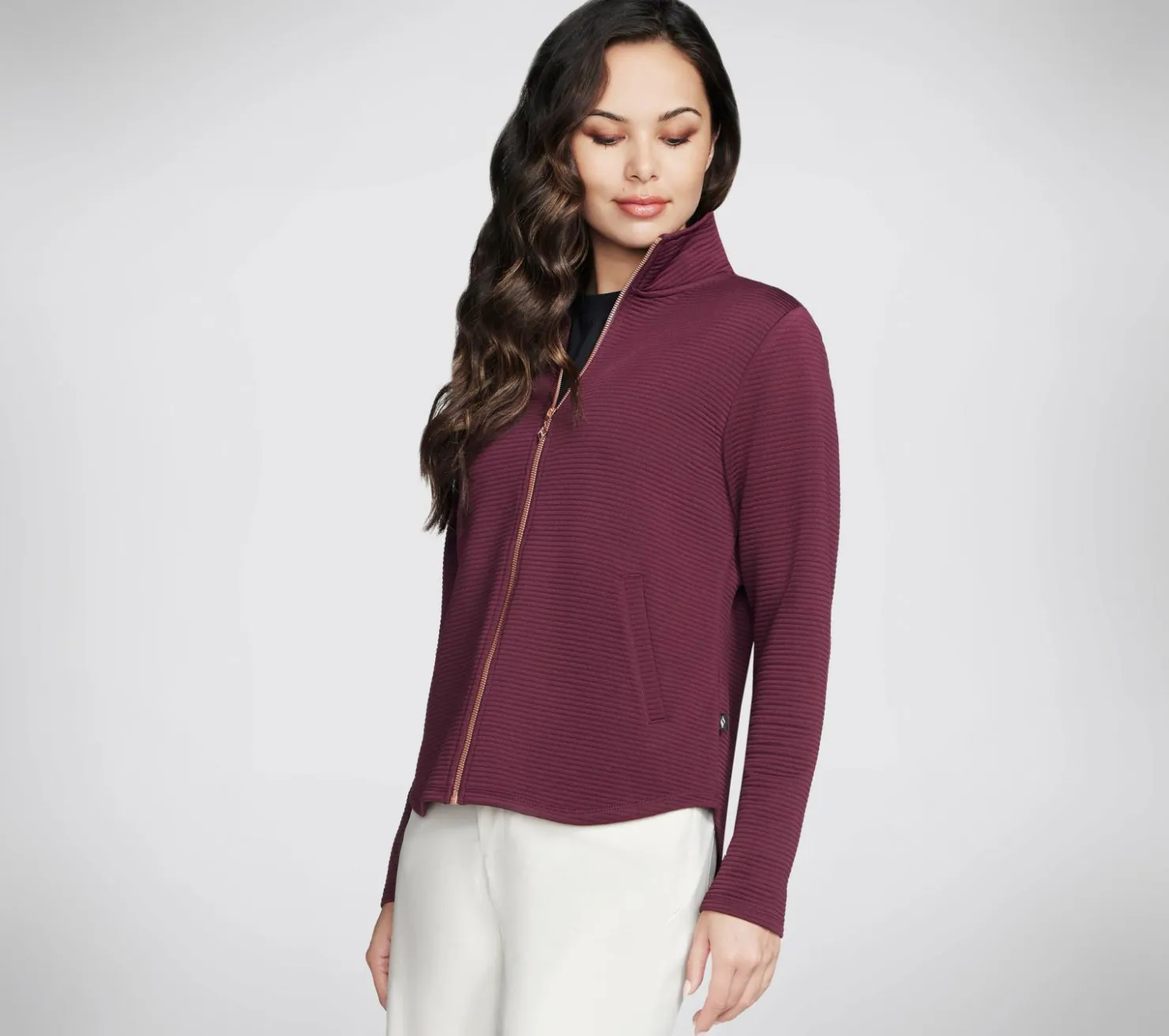 Tops|Tops<SKECHERS The Hoodless Hoodie GO WALK Shine Jacket BURGUNDY / PINK
