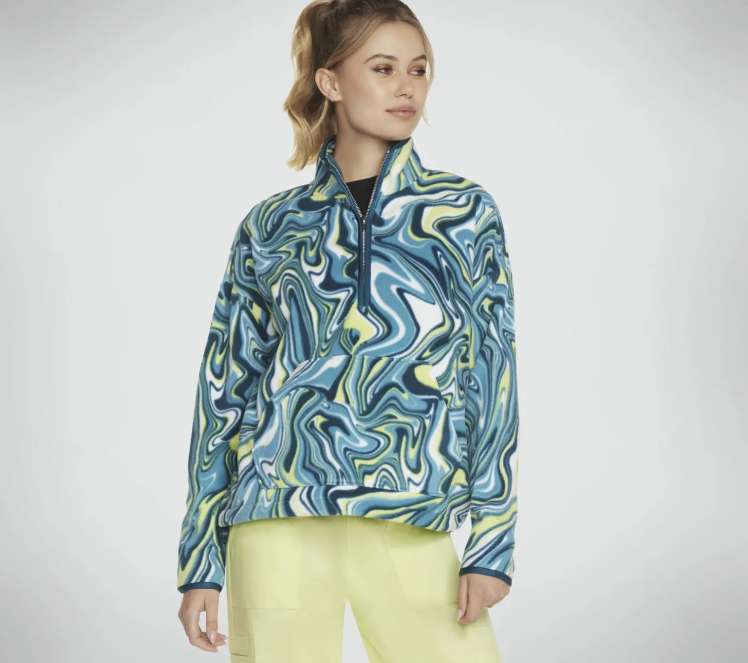 Tops|Tops<SKECHERS Tres-Air 1/4 Zip GREEN / BLUE