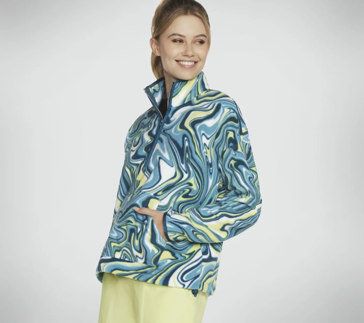 Tops|Tops<SKECHERS Tres-Air 1/4 Zip GREEN / BLUE